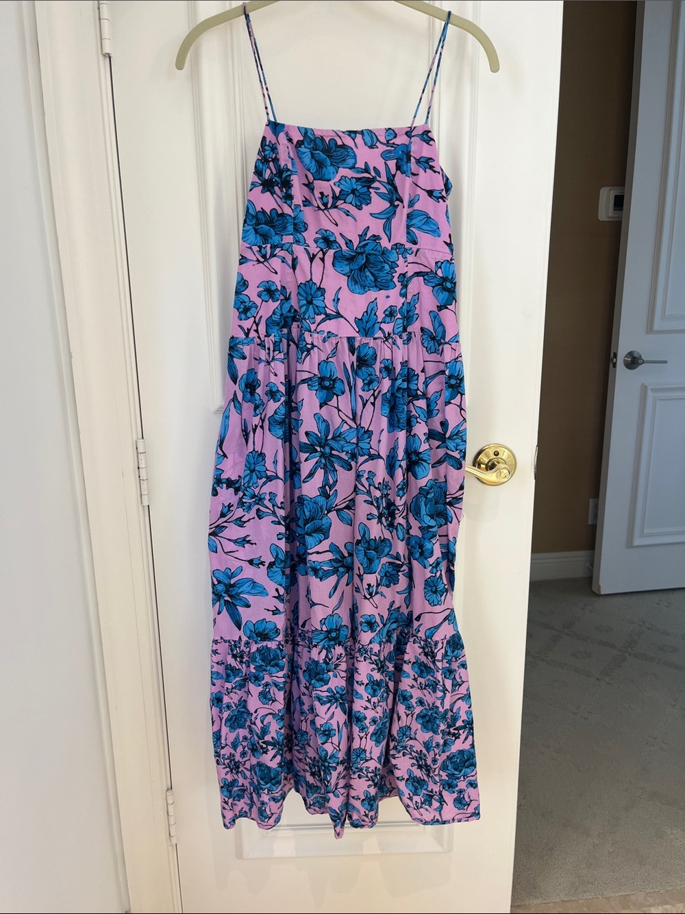 Purple and Blue Midi Sundress with Floral Print